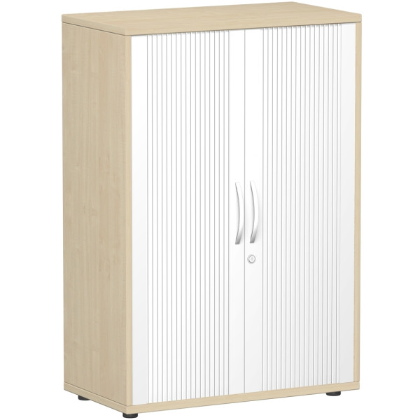 Gera Querrollladenschrank Oberboden 25 mm, mit Standfüßen, abschließbar, 800x425x1182, Silber/Ahorn