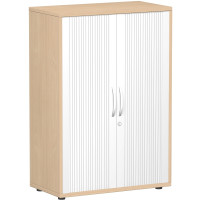 Gera Querrollladenschrank Oberboden 25 mm, mit Standfüßen, abschließbar, 800x425x1182, Silber/Buche