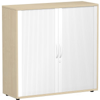 Gera Querrollladenschrank Oberboden 25 mm, mit Standfüßen, abschließbar, 1200x425x1182, Silber/Ahorn