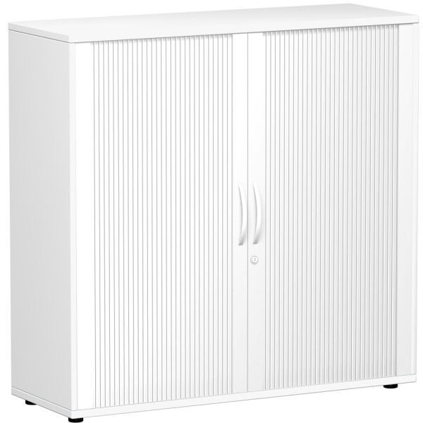 Gera Querrollladenschrank Oberboden 25 mm, mit Standfüßen, abschließbar, 1200x425x1182, Silber/Weiß