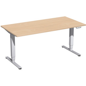 Gera Elektro Pro+Elektro-Hubtisch höhenverstellbar, 1600x800x625-1285, Buche/Silber