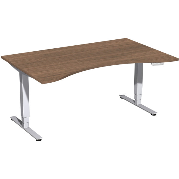 Gere Elektro Pro+ Elektro-Hubtisch höhenverstellbar, 1600x1000x625-1285, Nussbaum/Silber