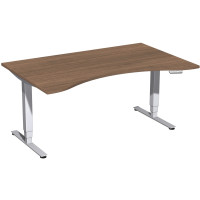 Gere Elektro Pro+ Elektro-Hubtisch höhenverstellbar, 1600x1000x625-1285, Nussbaum/Silber