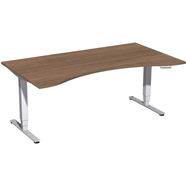 Gera Elektro Pro+ Elektro-Hubtisch höhenverstellbar, 1800x1000x625-1285, Nussbaum/Silber