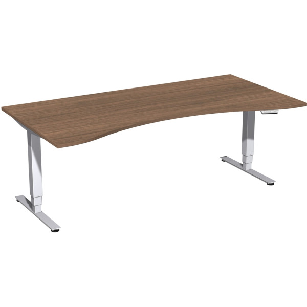 Gera Elektro Pro1 Elektro-Hubtisch höhenverstellbar, 2000x1000x625-1285, Nussbaum/Silber
