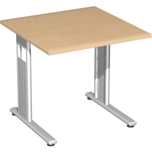 Gera Flex Schreibtisch feste Höhe, 800x800x720, Buche/Silber
