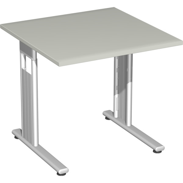 Gera Flex Schreibtisch feste Höhe, 800x800x720, Lichtgrau/Silber