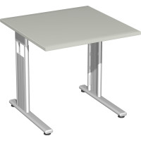 Gera Flex Schreibtisch feste Höhe, 800x800x720, Lichtgrau/Silber