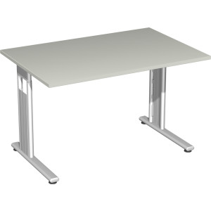 Gera Flex Schreibtisch feste Höhe, 1200x800x720, Lichtgrau/Silber