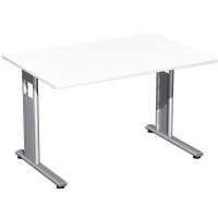 Gera Flex Schreibtisch feste Höhe, 1200x800x720, Weiß/Silber