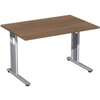 Gera Flex Schreibtisch feste Höhe, 1200x800x720, Nussbaum/Silber