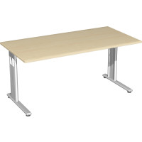 Gera Flex Schreibtisch feste Höhe, 1600x800x720, Ahorn/Silber