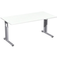 Gera Flex Schreibtisch feste Höhe, 1800x800x720, Weiß/Silber