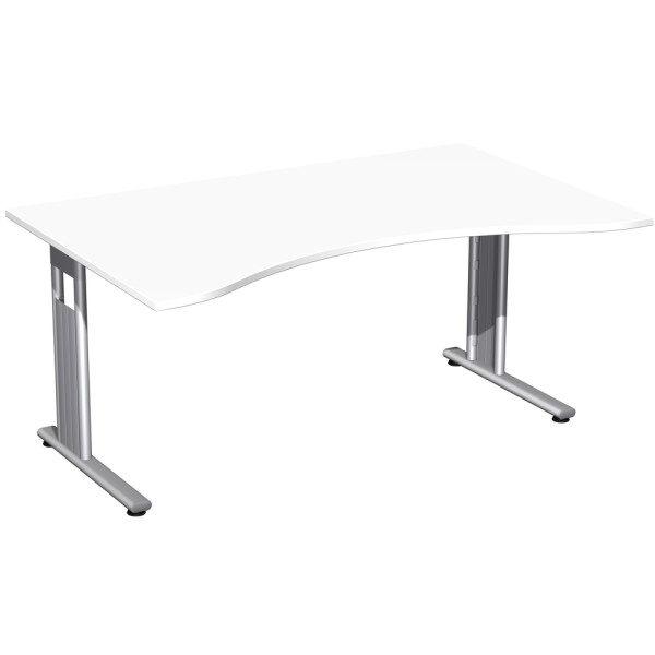 Gera Flex Schreibtisch Ergonomieform feste Höhe, 1600x1000x720, Onyx/Silber