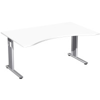 Gera Flex Schreibtisch Ergonomieform feste Höhe, 1600x1000x720, Onyx/Silber