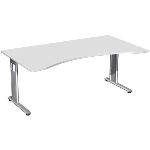 Gera Flex Schreibtisch Ergonomieform feste Höhe, 1800x1000x720, Lichtgrau/Silber