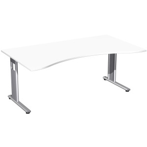 Gera Flex Schreibtisch Ergonomieform feste Höhe, 1800x1000x720, Onyx/Silber