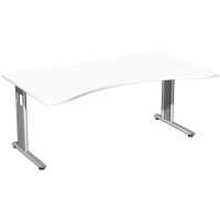 Gera Flex Schreibtisch Ergonomieform feste Höhe, 1800x1000x720, Onyx/Silber