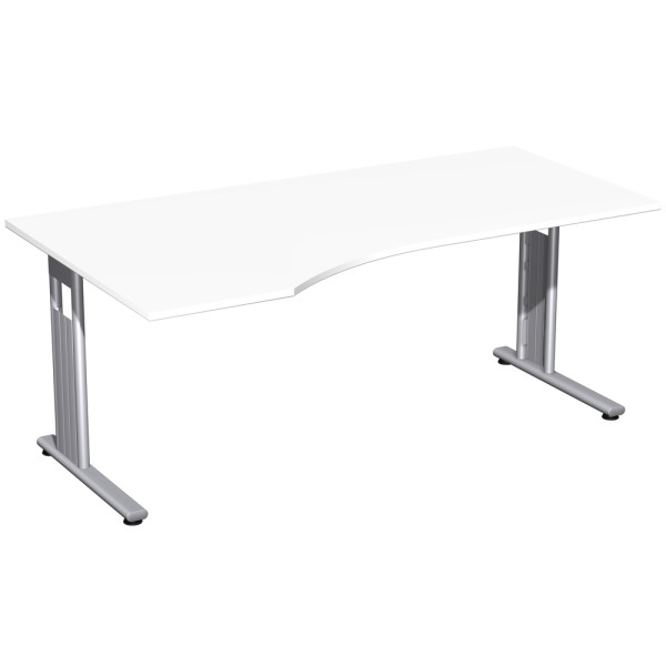 Gera PC-Schreibtisch links feste Höhe, 1800x1000x720, Onyx/Silber