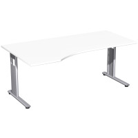 Gera PC-Schreibtisch links feste Höhe, 1800x1000x720, Onyx/Silber