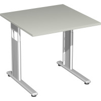 Gera Flex Schreibtisch höhenverstellbar, 800x800x680-820, Lichtgrau/Silber