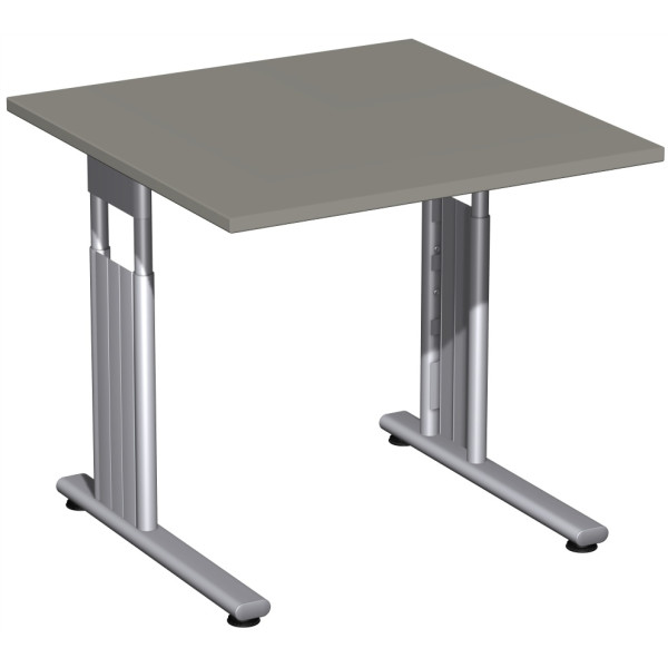 Gera Flex Schreibtisch höhenverstellbar, 800x800x680-820, Onyx/Silber