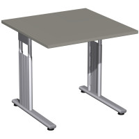 Gera Flex Schreibtisch höhenverstellbar, 800x800x680-820, Onyx/Silber
