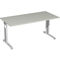 Gera Flex Schreibtisch höhenverstellbar, 1600x800x680-820, Lichtgrau/Silber