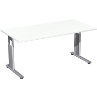 Gera Flex Schreibtisch höhenverstellbar, 1600x800x680-820, Weiß/Silber