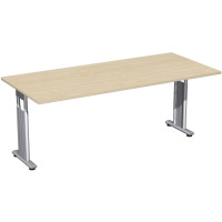 Gera Schreibtisch höhenverstellbar, 1800x800x680-820, Ahorn/Silber