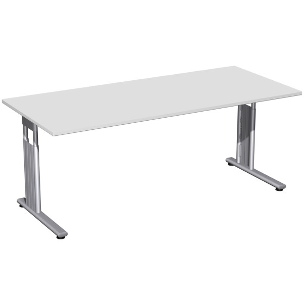 Gera Schreibtisch höhenverstellbar, 1800x800x680-820, Lichtgrau/Silber