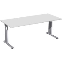 Gera Schreibtisch höhenverstellbar, 1800x800x680-820, Lichtgrau/Silber