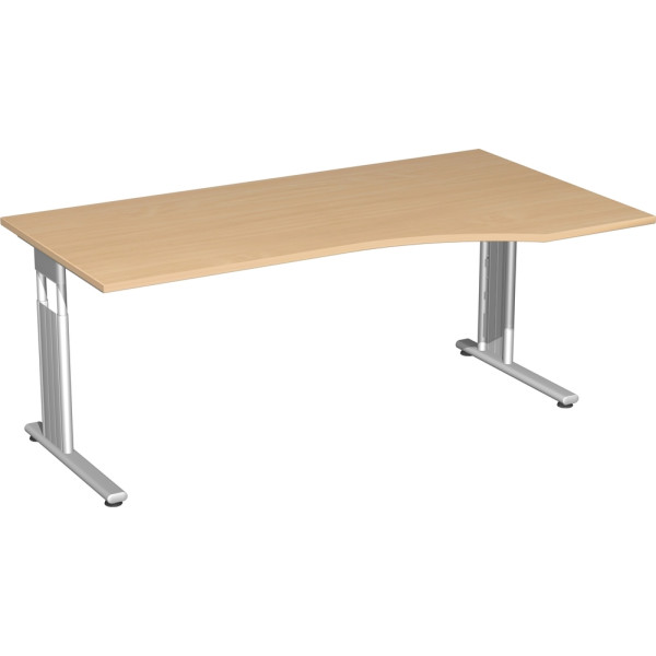 Gera Flex PC-Schreibtisch rechts höhenverstellbar, 1800x1000x680-820, Buche/Silber