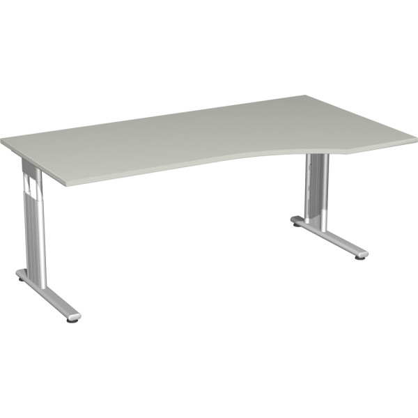 Gera Flex PC-Schreibtisch rechts höhenverstellbar, 1800x1000x680-820, Lichtgrau/Silber