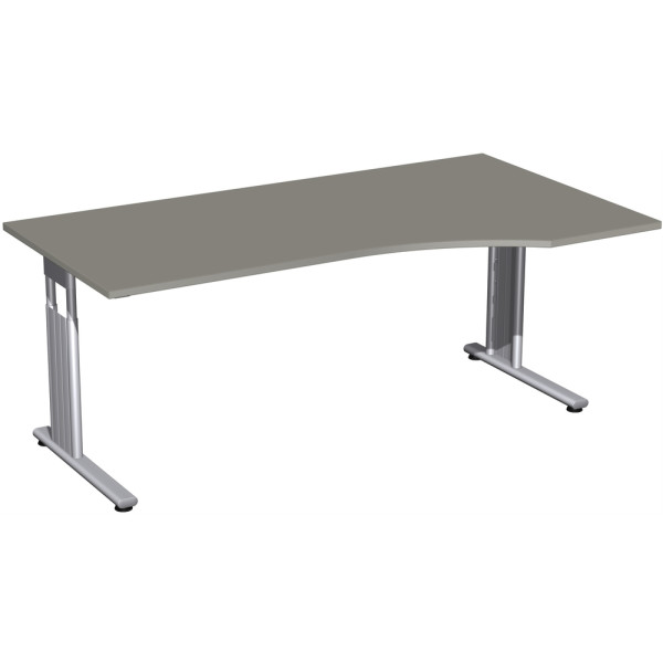 Gera Flex PC-Schreibtisch rechts höhenverstellbar, 1800x1000x680-820, Onyx/Silber