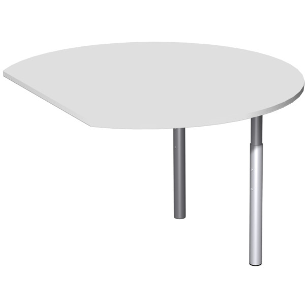 Gera Flex Anbautisch rund mit Stützfüßen, inkl. Verkettungsmaterial, höhenverstellbar, 1200x1047x680-820, Lichtgrau/Silber