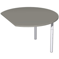 Gera Flex Anbautisch rund mit Stützfüßen, inkl. Verkettungsmaterial, höhenverstellbar, 1200x1047x680-820, Onyx/Silber