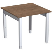 Gera Quadrat Pro Schreibtisch höhenverstellbar, 800x800x680-860, Nussbaum/Silber
