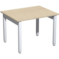 Gera Quadrat Pro Schreibtisch höhenverstellbar, 1000x800x680-860, Ahorn/Silber