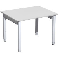 Gera Quadrat Pro Schreibtisch höhenverstellbar, 1000x800x680-860, Lichtgrau/Silber