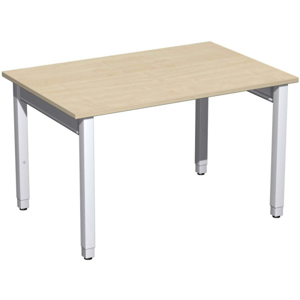 Gera Quadrat Pro Schreibtisch höhenverstellbar, 1200x800x680-860, Ahorn/Silber