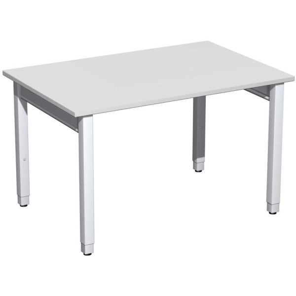 Gera Quadrat Pro Schreibtisch höhenverstellbar, 1200x800x680-860, Lichtgrau/Silber