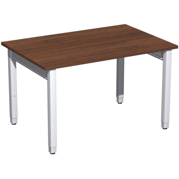 Gera Quadrat Pro Schreibtisch höhenverstellbar, 1200x800x680-860, Nussbaum/Silber
