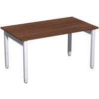 Gera Quadrat Pro Schreibtisch höhenverstellbar, 1400x800x680-860, Nussbaum/Silber