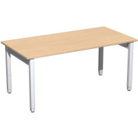 Gera Quadrat Pro Schreibtisch höhenverstellbar, 1600x800x680-860, Buche/Silber