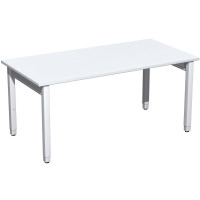 Gera Quadrat Pro Schreibtisch höhenverstellbar, 1600x800x680-860, Weiß/Silber