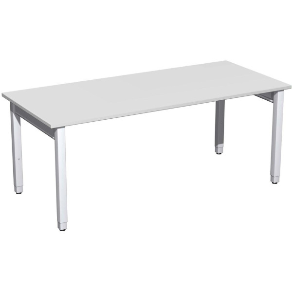Gera Quadrat Pro Schreibtisch höhenverstellbar, 1800x800x680-860, Lichtgrau/Silber