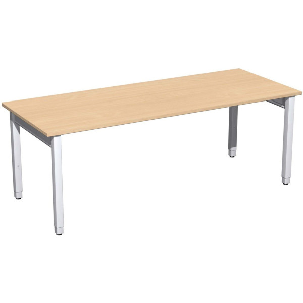 Gera Quadrat Pro Schreibtisch höhenverstellbar, 2000x800x680-860, Buche/Silber