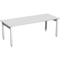 Gera Quadrat Pro Schreibtisch höhenverstellbar, 2000x800x680-860, Lichtgrau/Silber