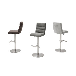 Barhocker Tresenhocker GIULIA B Barstuhl mit Griff Feingewebe eisgrau Edelstahl